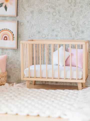 Nursery Crib + Mattress | Natural Wood