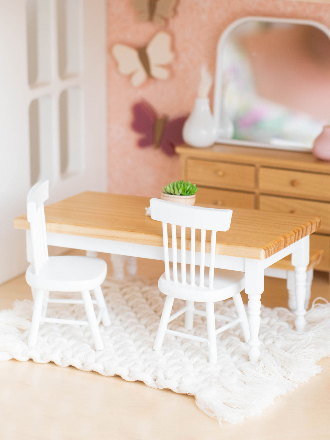 Farm Style Dining Table | Natural Wood & White