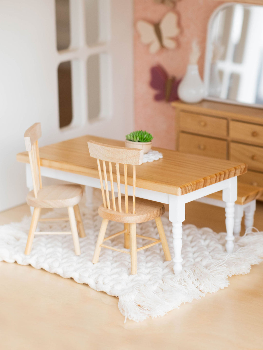 Farm Style Dining Table | Natural Wood & White