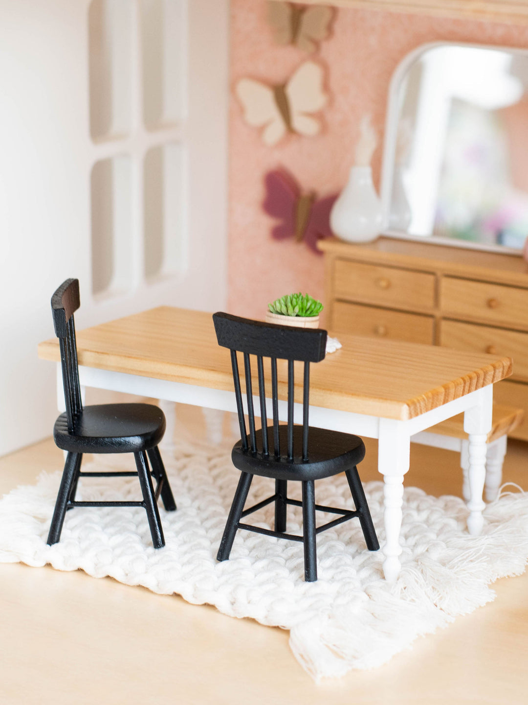 Farm Style Dining Table | Natural Wood & White