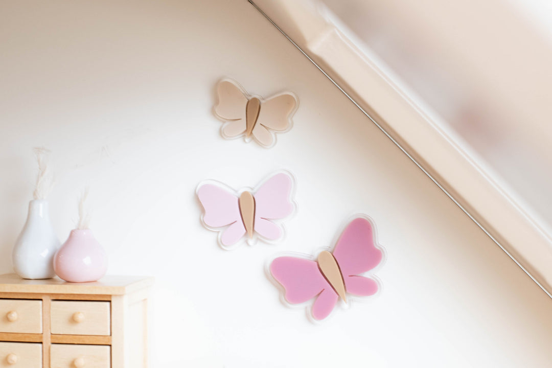 Butterflies + Flowers Wall Decor | Dusty Rose + Pink + Cream