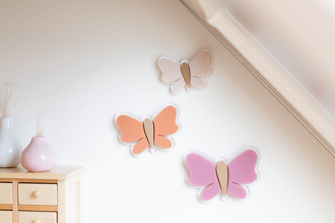 Butterflies + Flowers Wall Decor | Dusty Rose + Sienna + Tan