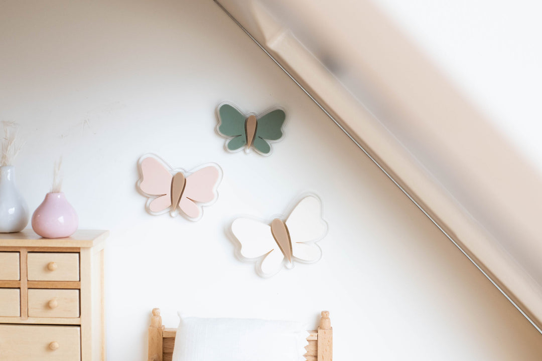 Butterflies + Flowers Wall Decor | Ivory + Blush + Teal