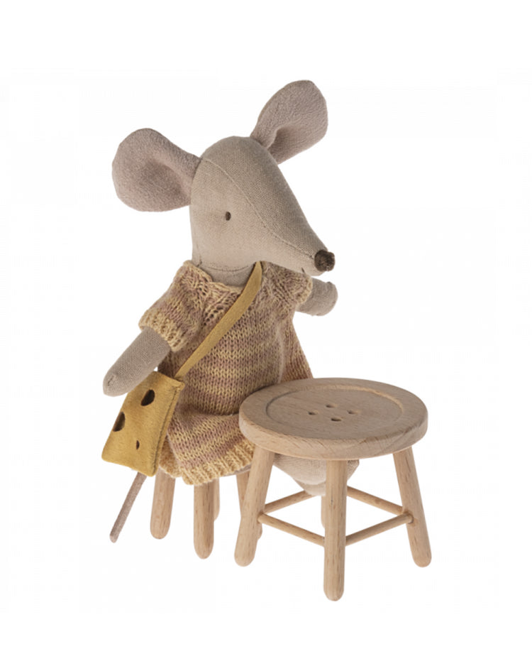 Maileg Mouse Table and Stool Set: Dollhouse Furniture