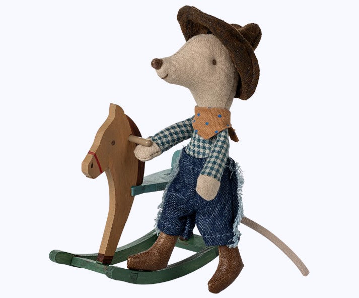 Cowboy mouse on rocking horse, Little brother (End of June Pre-Order)