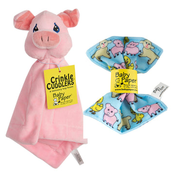Pig Crinkle Cuddler with Matching Baby Paper Gift Set