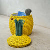Pineapple Rattan Storage Basket Yellow - Medium