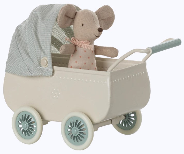 Pram with baby mouse - Mint (End of March Pre-Order)