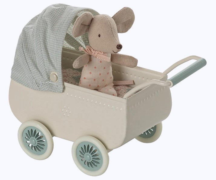 Pram with baby mouse - Mint (End of March Pre-Order)