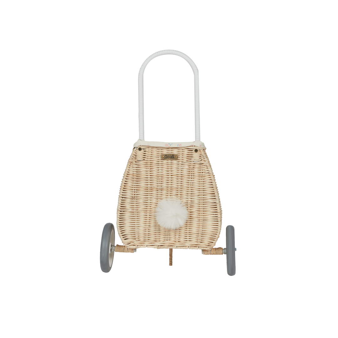 Rattan Bunny Luggy Straw Rattan/Pansy: Adorable Storage and Ride-On Toy