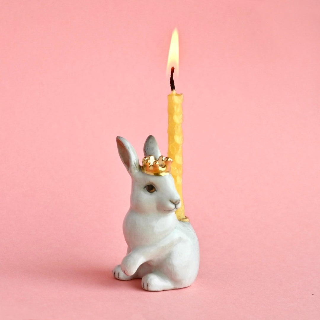 Royal White Rabbit Cake Topper