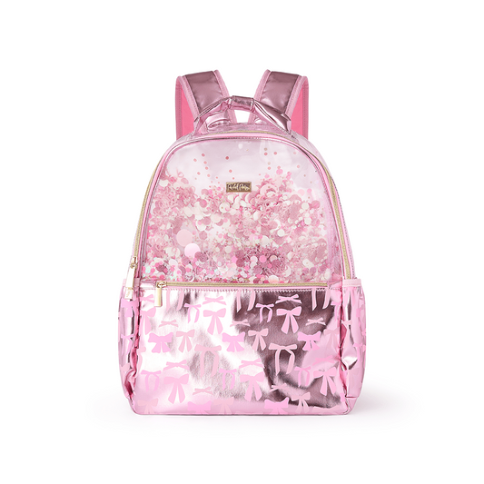 Pink Bow Confetti Clear Backpack