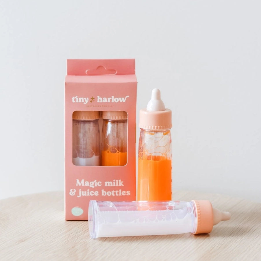 Tiny Harlow Magic Milk and Juice Doll Bottle Set | From Tiny Tummies Collection!