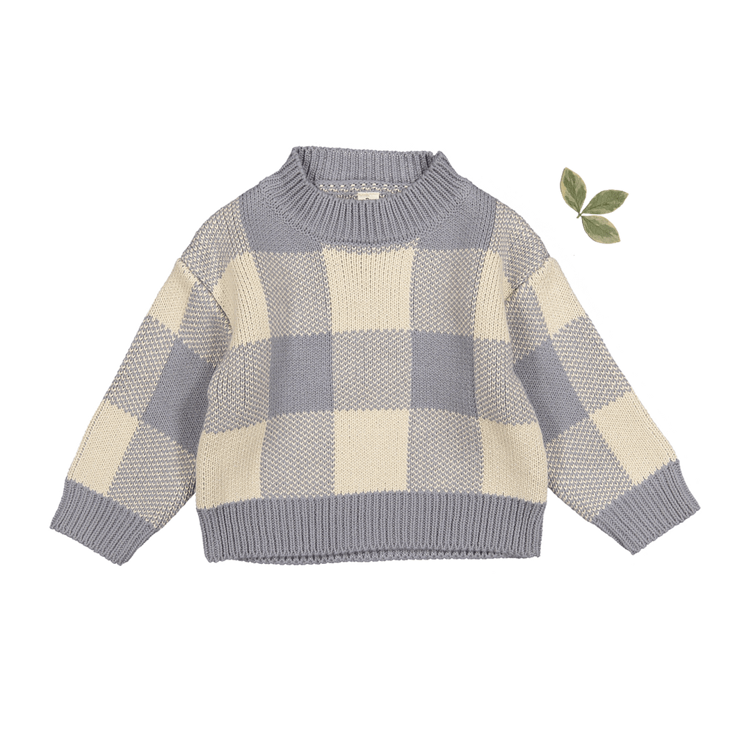 The Gingham Knit Sweater - Slate