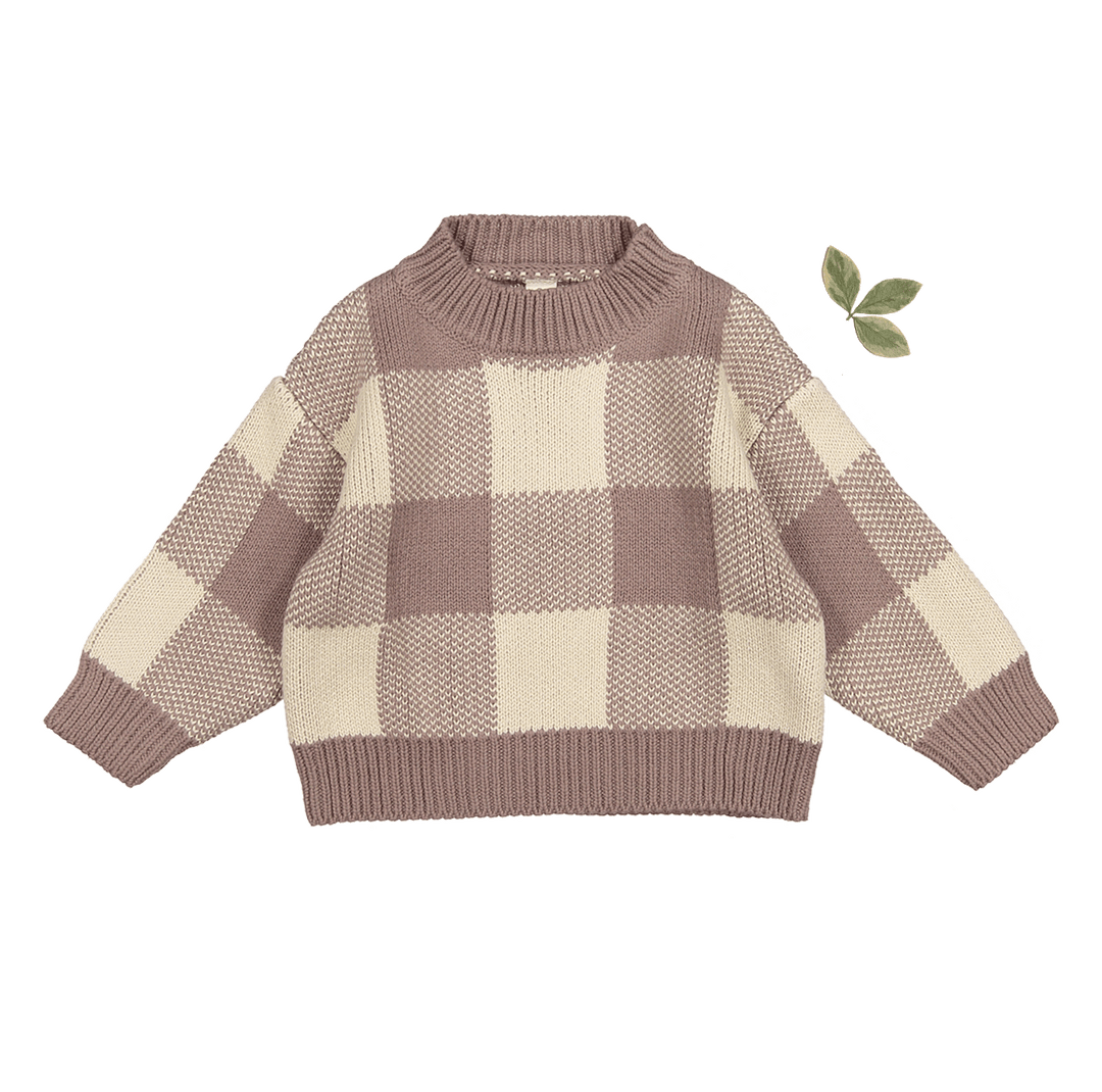 The Gingham Knit Sweater - Taupe