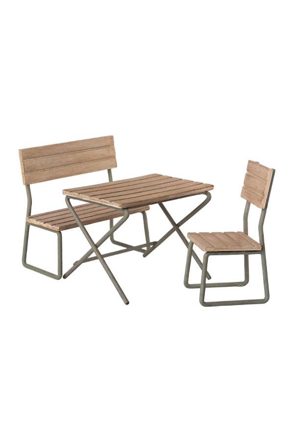Maileg Miniature Garden Set, Table with Chair and Bench (larger)