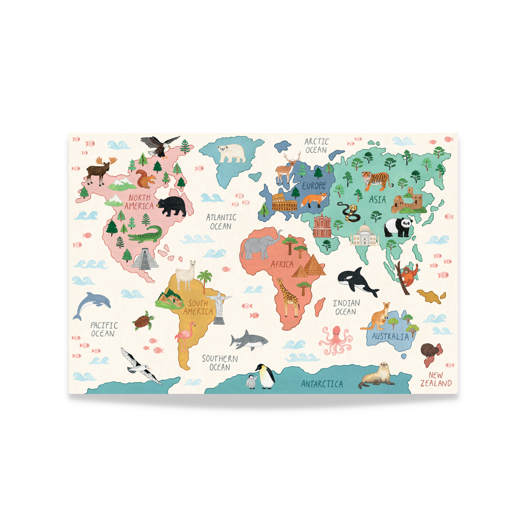 World Map Print by Mindful And Co Kids USA