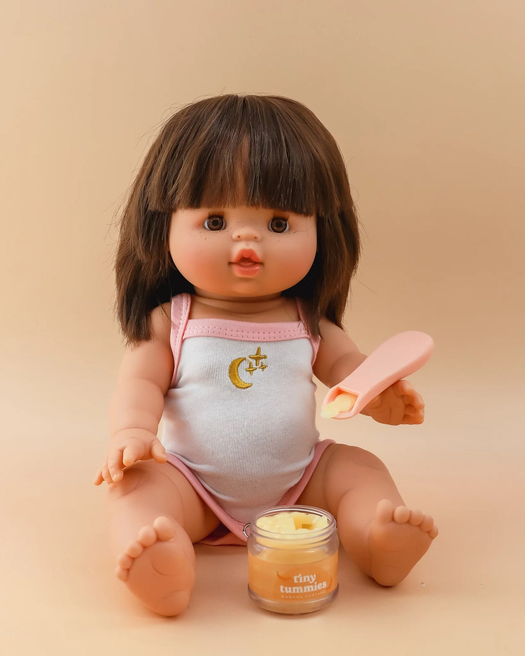 Tiny Harlow - Tiny Tummies Doll Food Jar and Spoon Set - Banana Custard