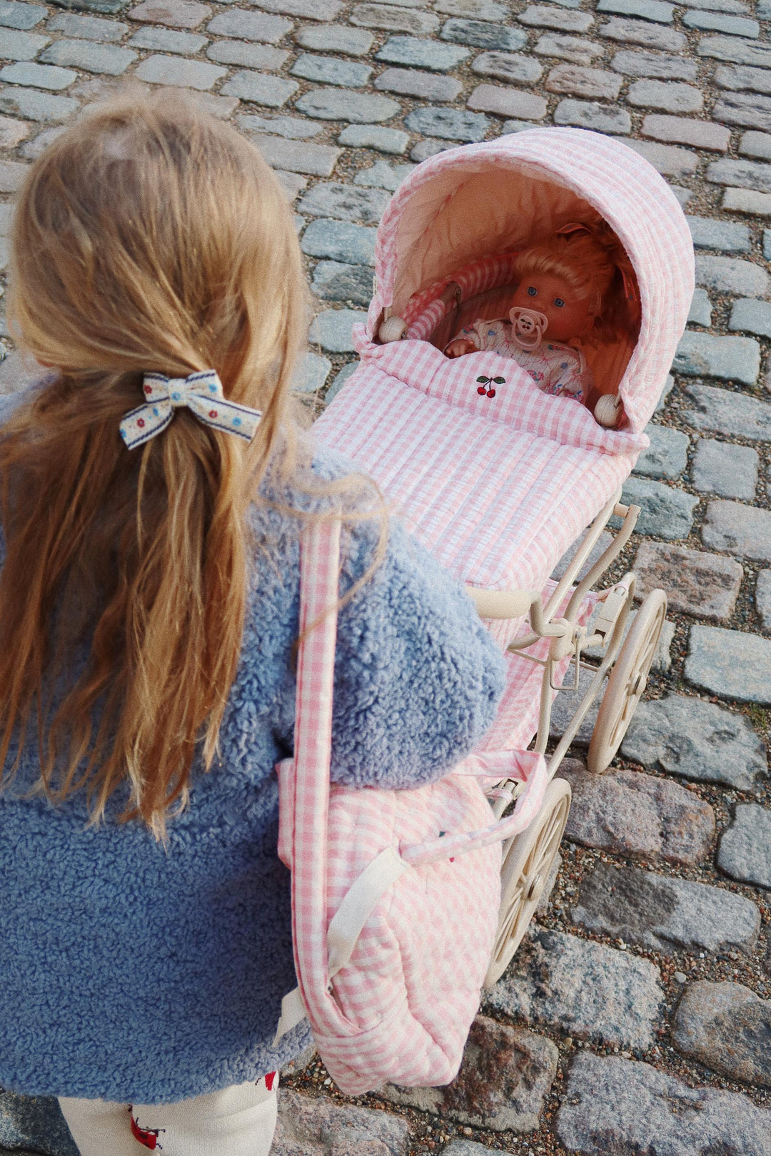 Doll Pram - Powder Pink Check