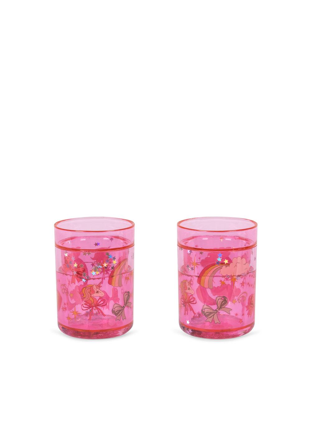 2 PACK GLITTER CUPS - Rainbow Bow