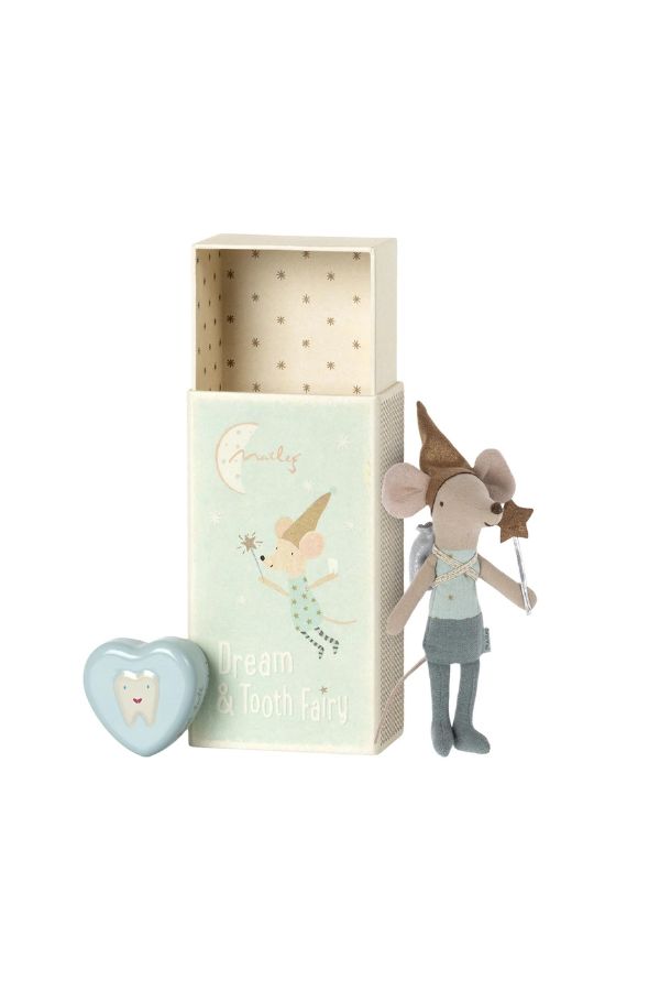 Maileg Tooth Fairy Mouse in Blue: Charming Dollhouse Decor