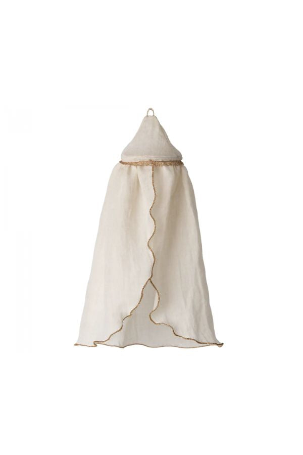 Cream Maileg Miniature Bed Canopy: Perfect Dollhouse Decoration