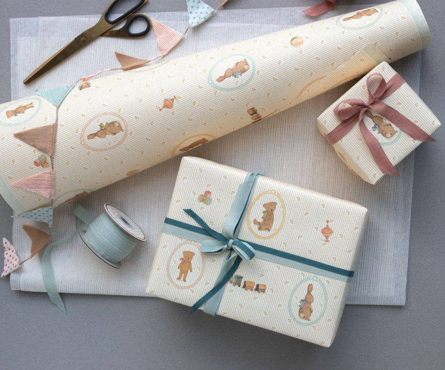 Bunnies & Teddies Gift Wrap - 10m Maileg Party Supplies