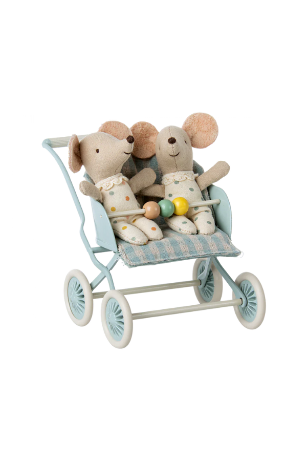 Maileg Baby Stroller - Mint: Sweet Dollhouse Nursery Essential