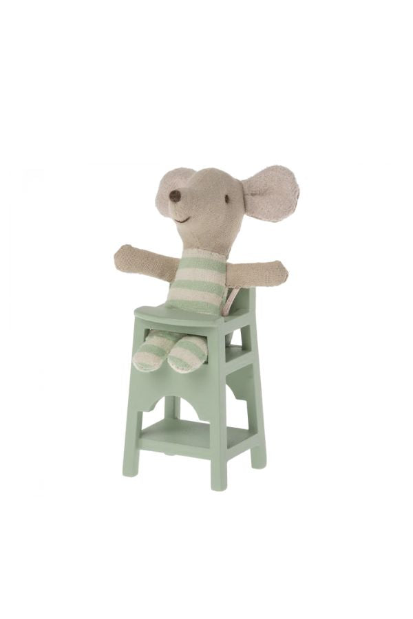 Maileg Mouse High Chair - Mint: Dollhouse Furniture Accessory