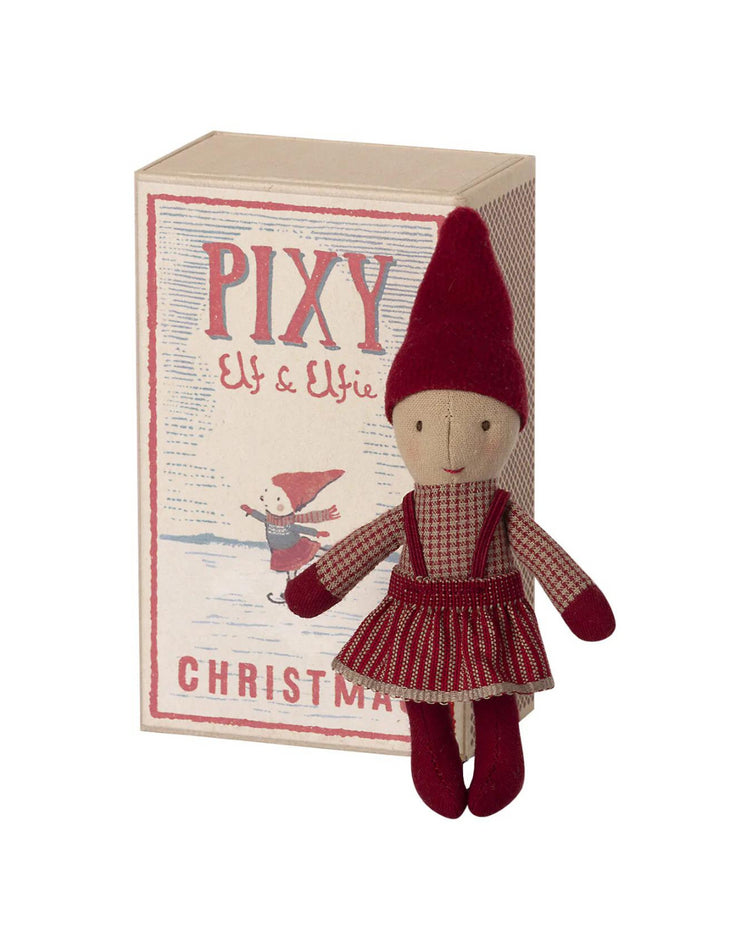 Charming Maileg Christmas Pixy Elfie Figurine in Matchbox