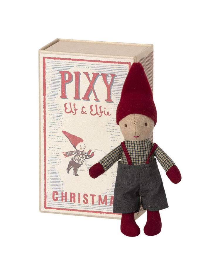 Maileg Christmas Pixy Elf Miniature Figurine in Matchbox