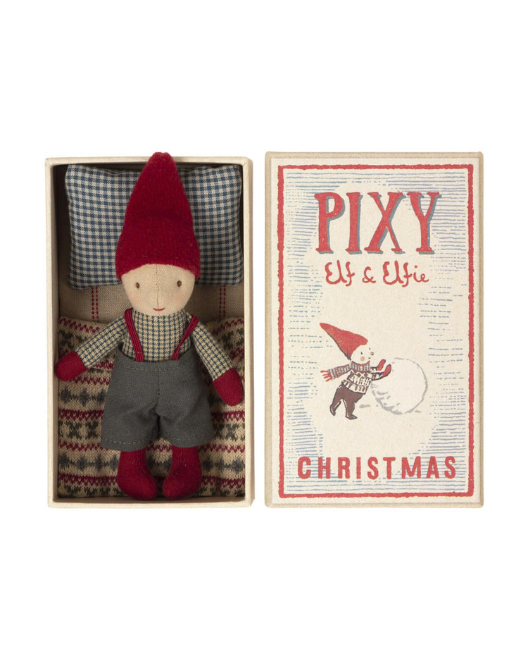 Charming Maileg Christmas Pixy Elf Figurine in Matchbox