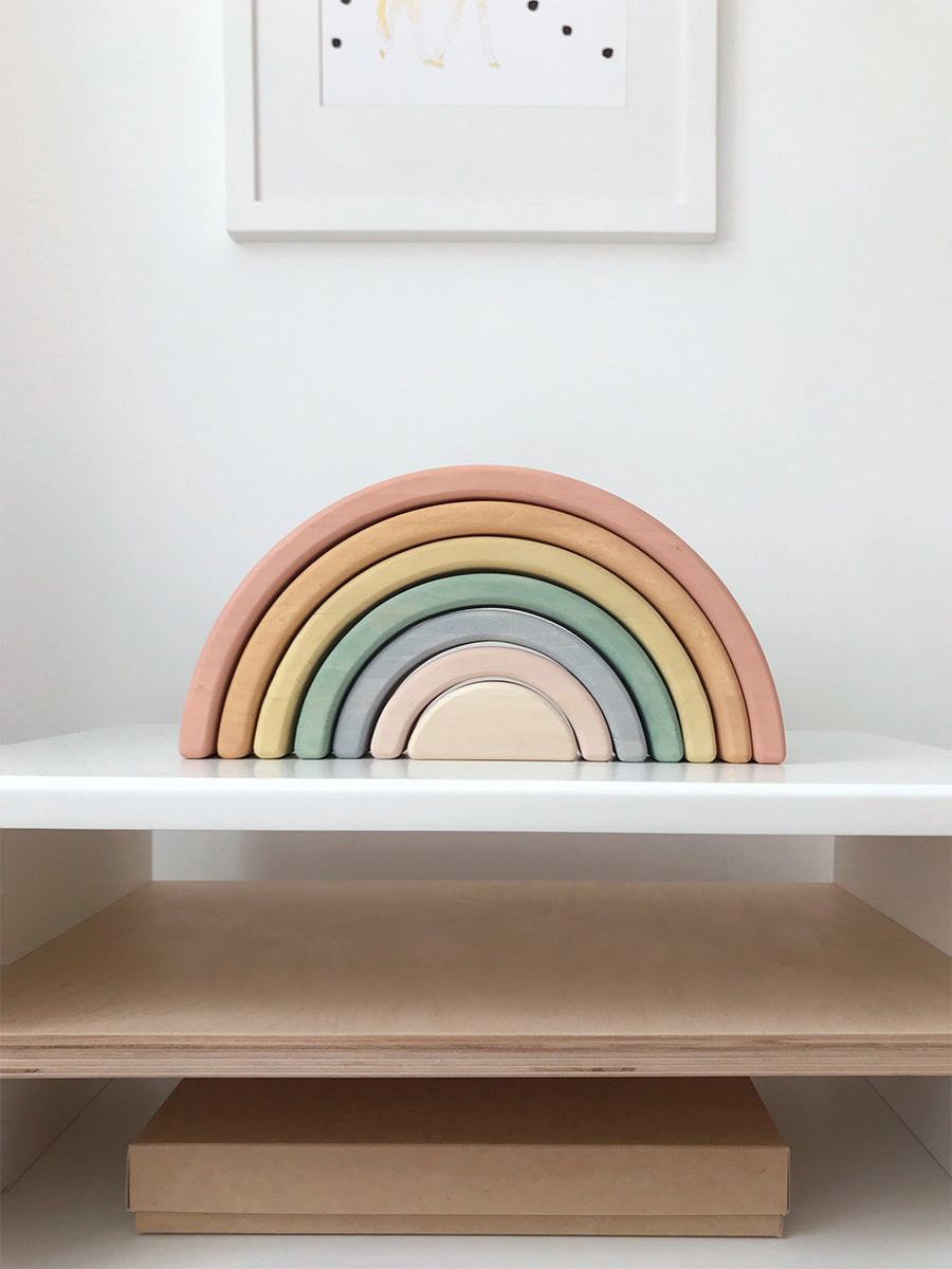 Wooden Rainbow Mini Arch Stacking Toy - Pastel