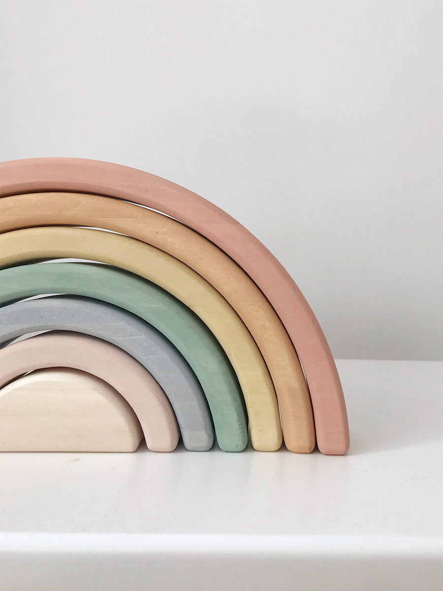 Wooden Rainbow Mini Arch Stacking Toy - Pastel