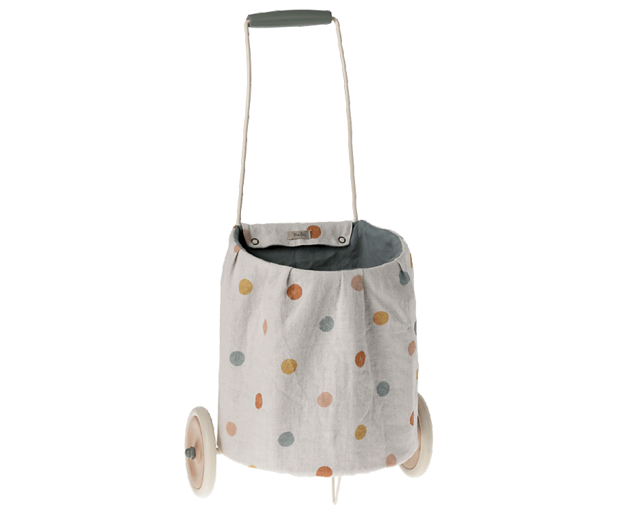Blue Multi-dots Trolley: Adorable Doll Accessory - Ideal for Playtime Convenience