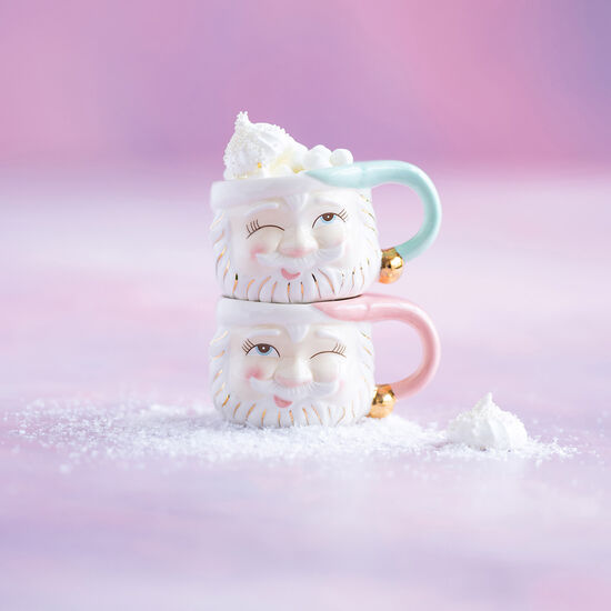 Papa Noel Mugs - Mint & Coral Set