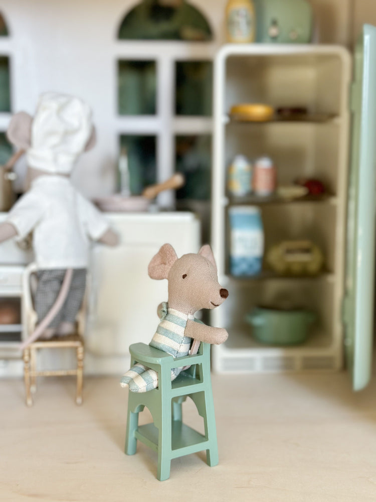 Maileg Mouse High Chair - Mint: Dollhouse Furniture Accessory