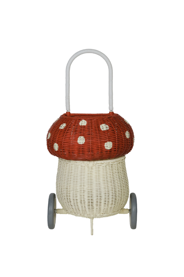 Olli Ella Rattan Mushroom Luggy - Red & White