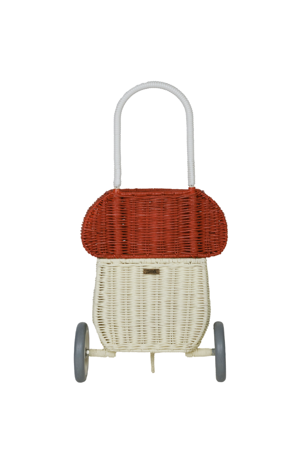 Olli Ella Rattan Mushroom Luggy - Red & White