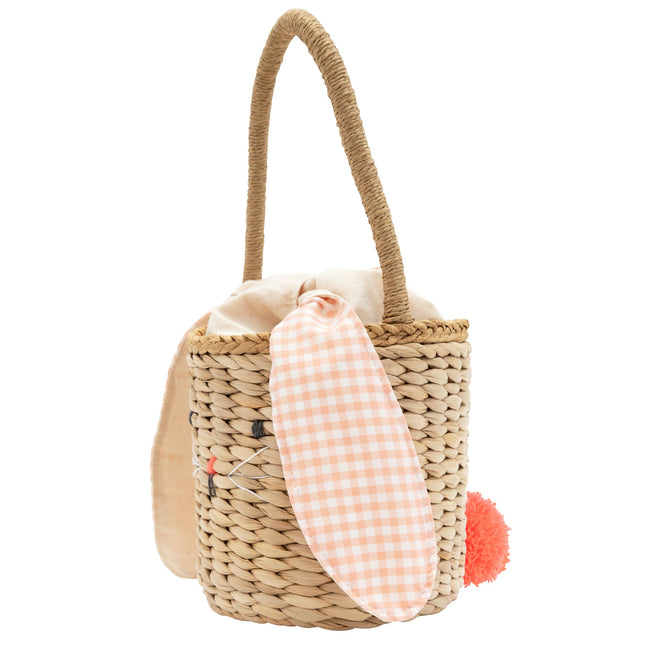 Peach Gingham Easter Bunny Basket