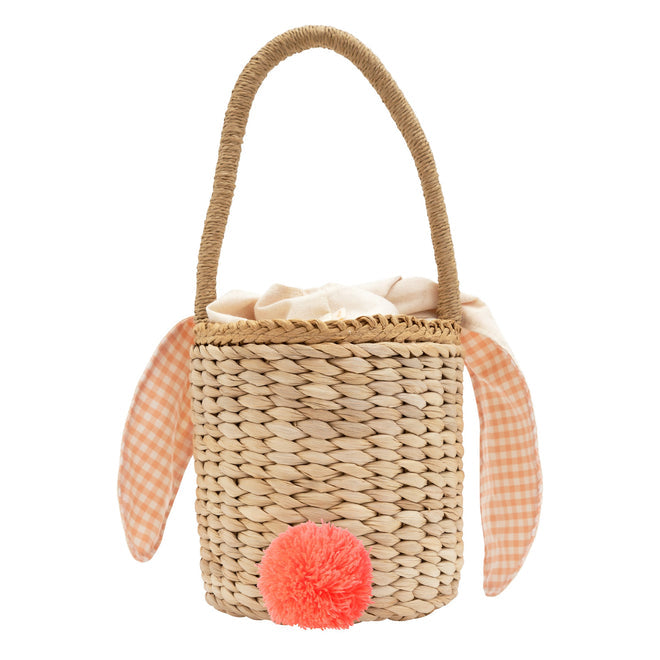 Peach Gingham Easter Bunny Basket