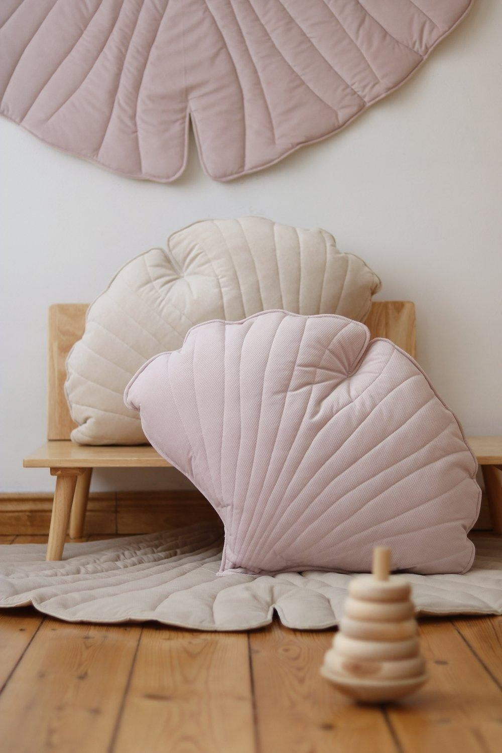Velvet “Powder Pink” Ginkgo Leaf Pillow